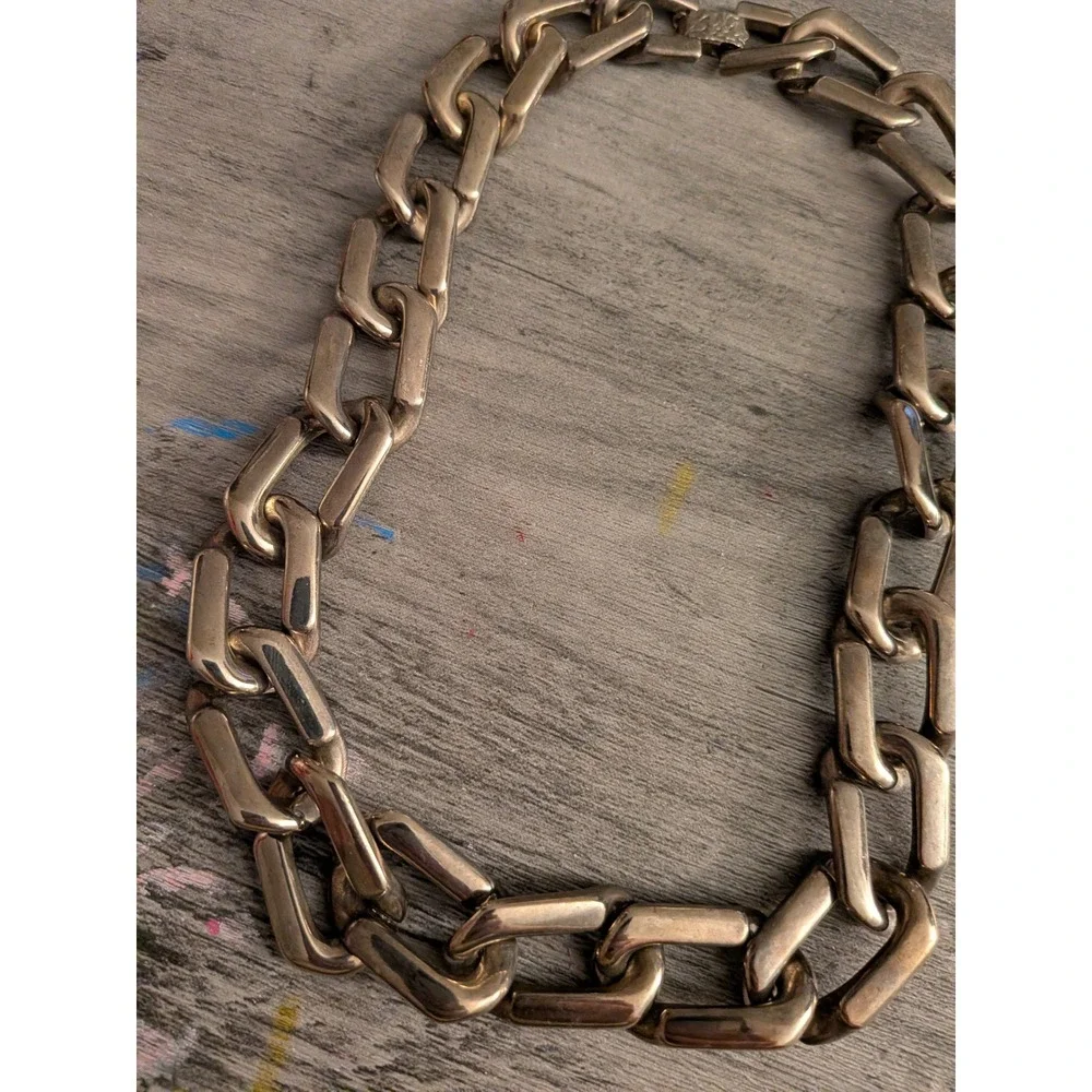 Chunky Silver Tone Link Chain Statement Necklace